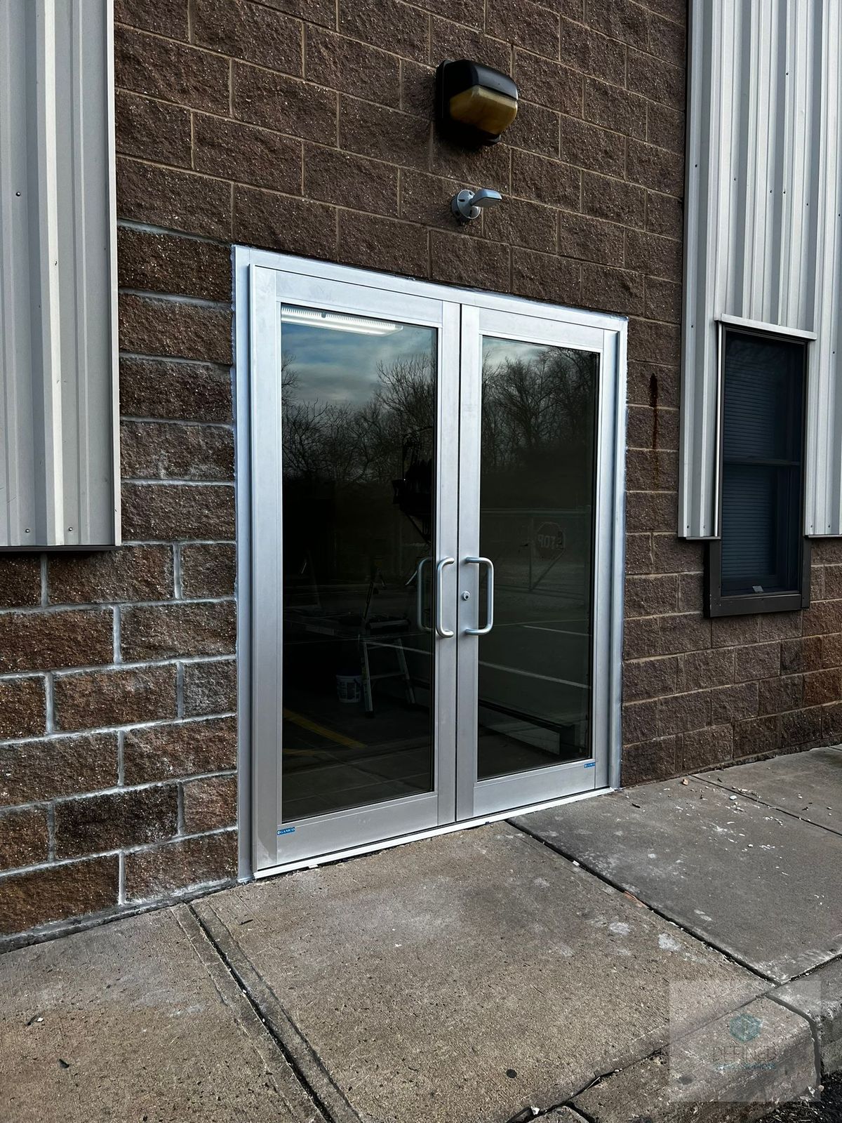 Commercial glass storefront entrance