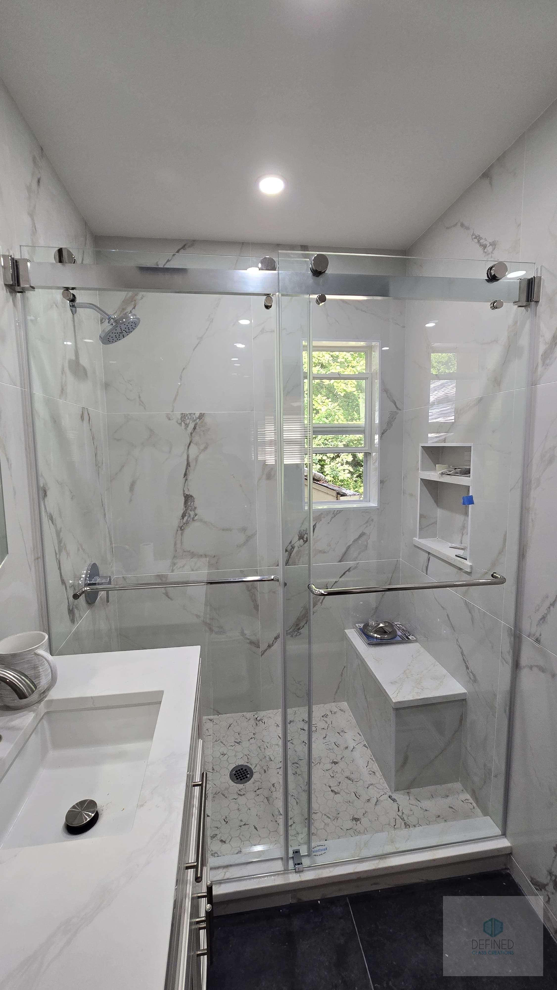 Frameless shower panel